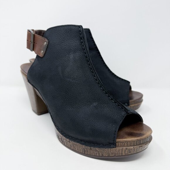 Dansko Black Oiled Leather Open Toe Booties Comfort Shoes Women's Size EU 41 - Picture 10 of 10